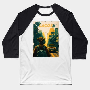 Lagos Nigeria Modern Streetscape Travel Art Poster Baseball T-Shirt